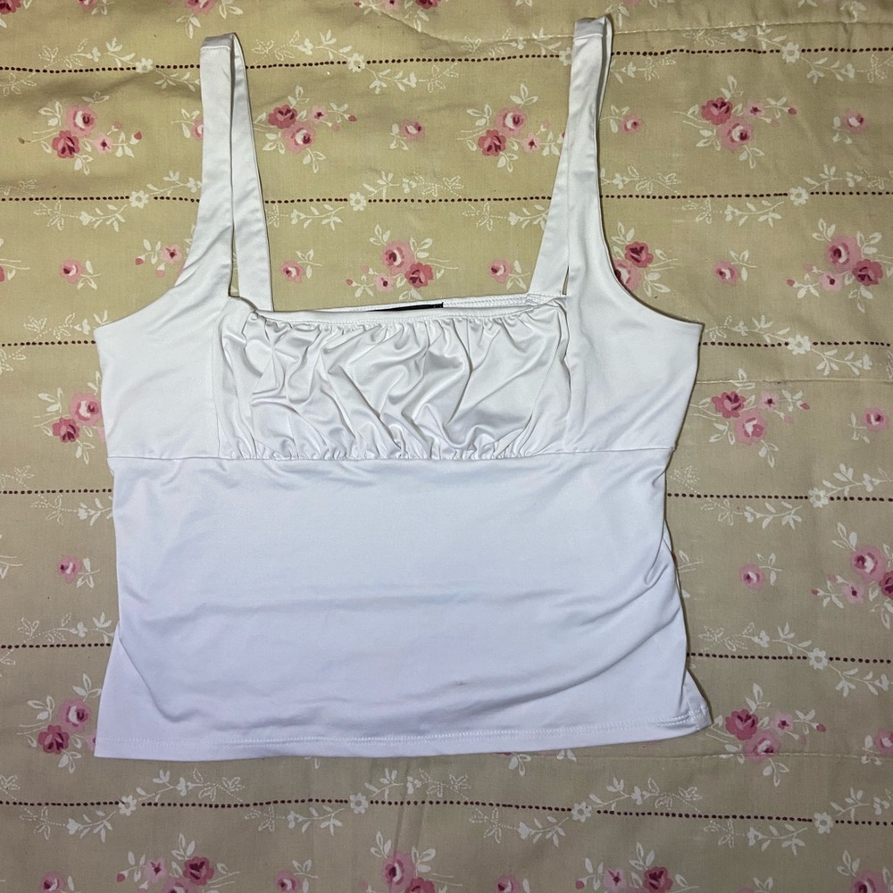 Forever21 White Runched Bust Cami Top